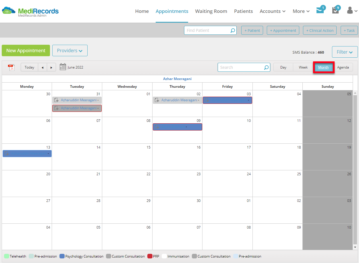 How to Change the Appointment Calendar View – MediRecords Knowledge Base