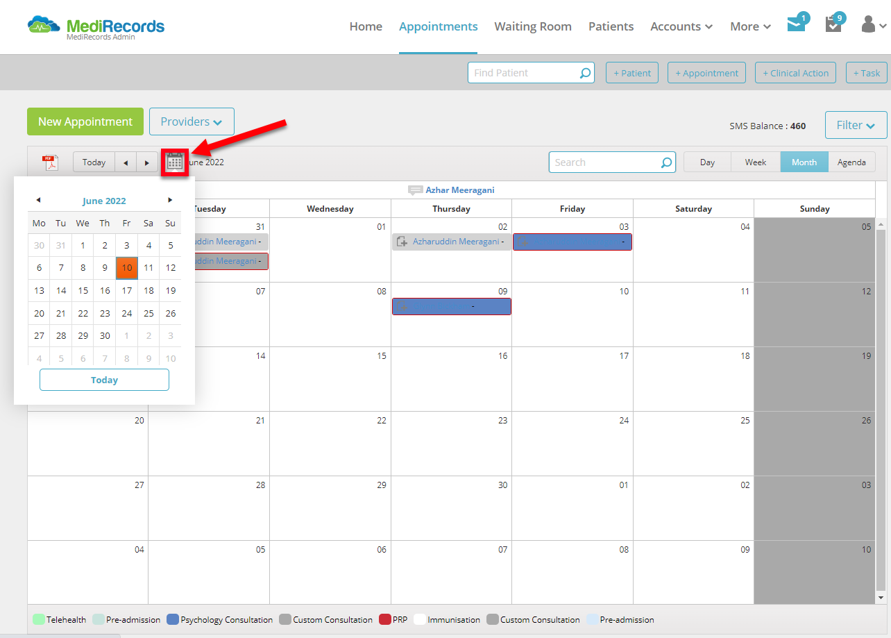 How to Change the Appointment Calendar View – MediRecords Knowledge Base