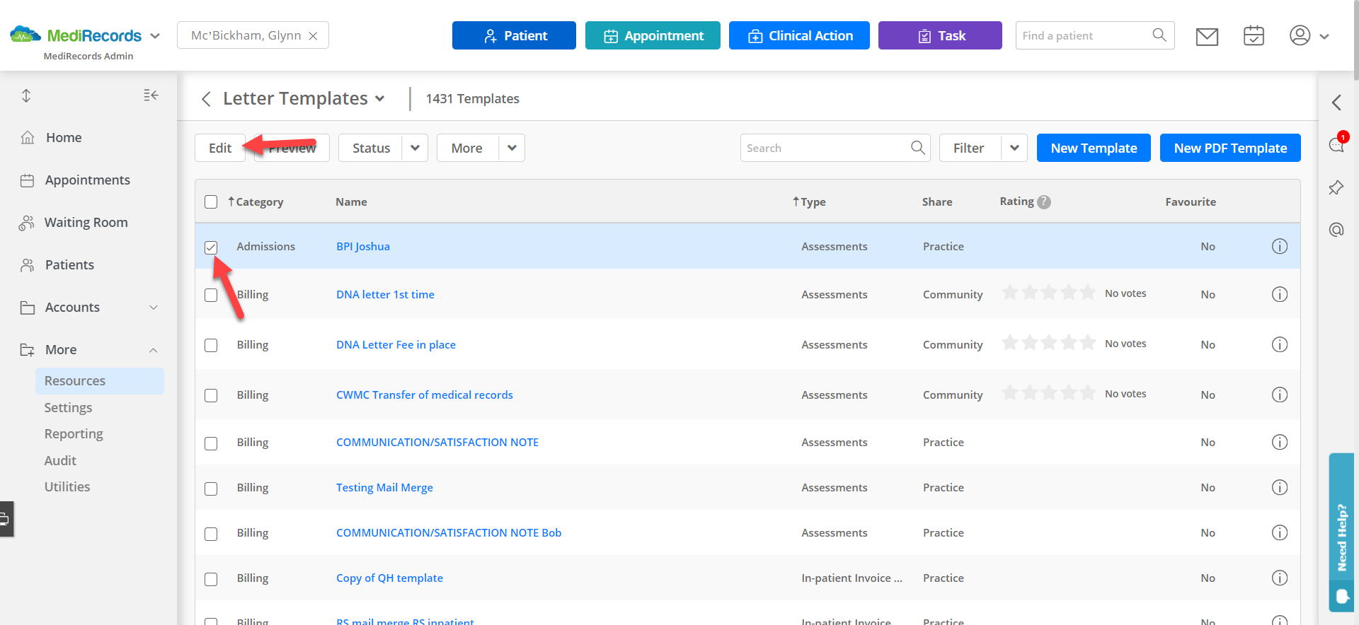 How do I Edit a Letter Template? – MediRecords Knowledge Base